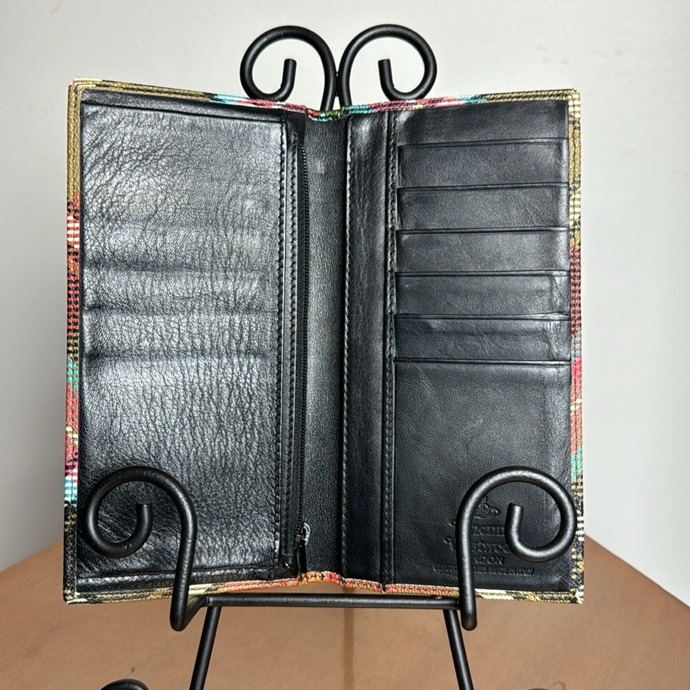 Vivienne Westwood leather plaid print long wallet - Picture 2 of 7